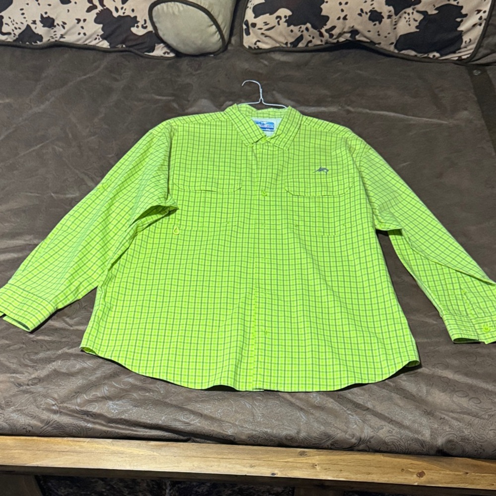 Bass Pro Shops Men's Green Checkered Button Down Shirt